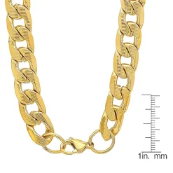 Mens 18K Gold Over Stainless Steel Hypoallergenic 24 Inch Curb Chain Necklace