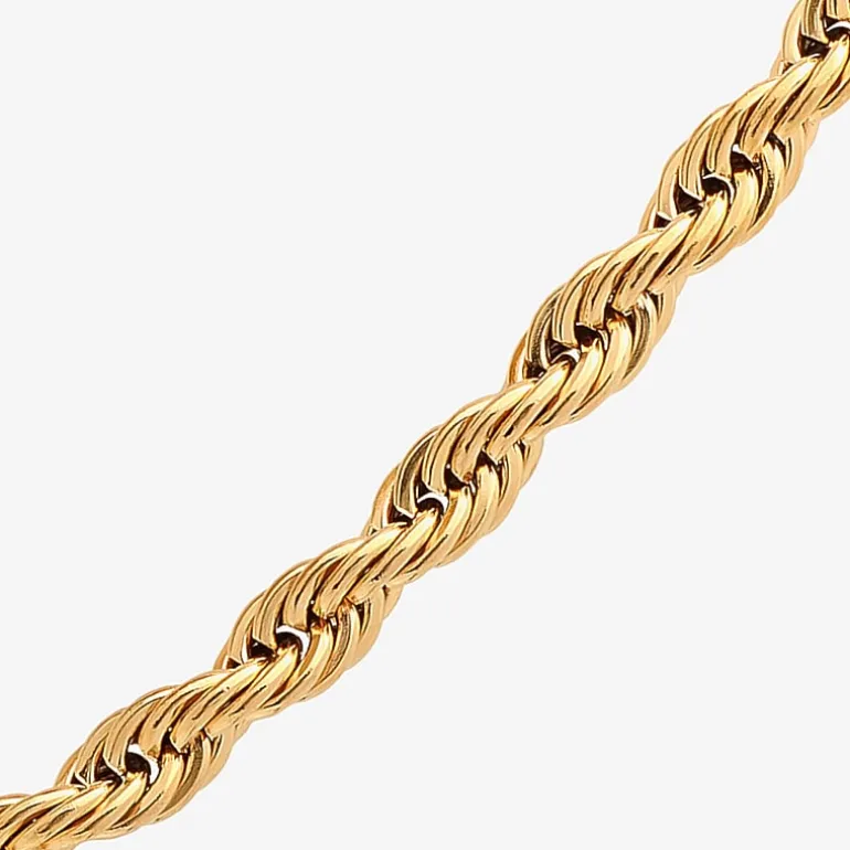 Mens 18K Gold Over Stainless Steel Hypoallergenic 30 Inch Rope Chain Necklace