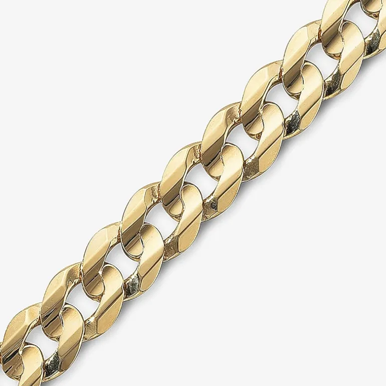 Mens 10K Yellow Gold 9" Curb Bracelet