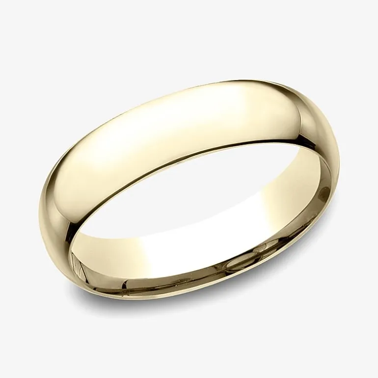 Mens 14K Yellow Gold 6MM Light Comfort-Fit Wedding Band