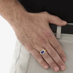 Mens Lab Created Blue Sapphire Fashion Ring