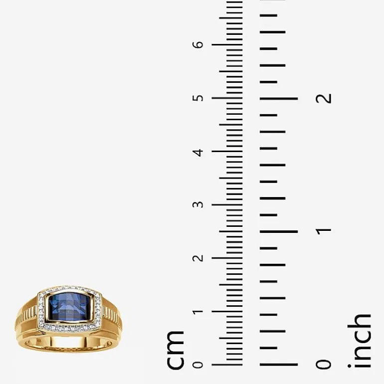 Mens Lab Created Blue Sapphire Fashion Ring