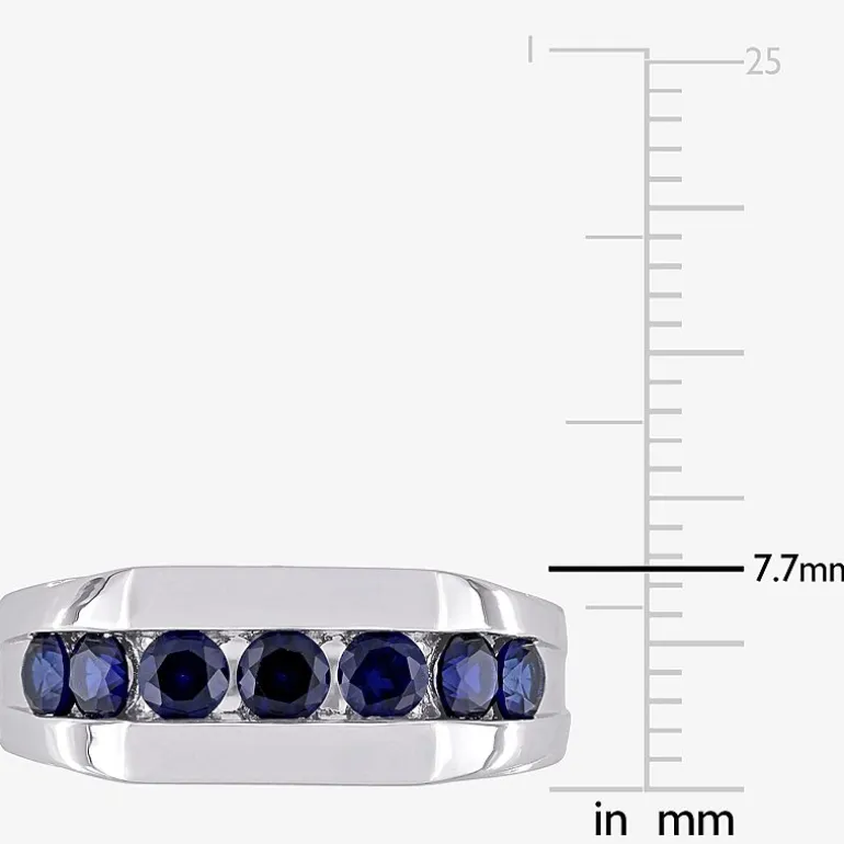 Mens Lab Created Blue Sapphire Sterling Silver Fashion Ring