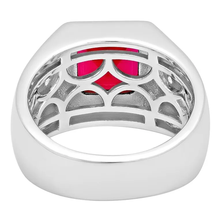 Mens Lab-Created Gemstone & White Sapphire Ring