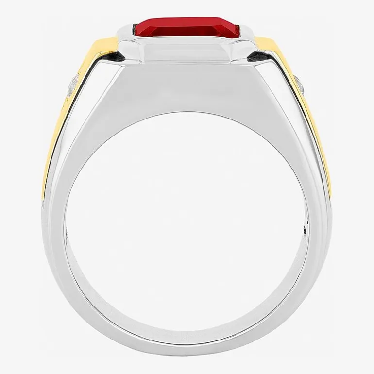 Mens Lab-Created Gemstone & White Sapphire Ring
