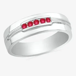 Mens Lab Created Red Ruby Sterling Silver Fashion Ring