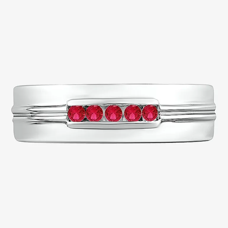 Mens Lab Created Red Ruby Sterling Silver Fashion Ring