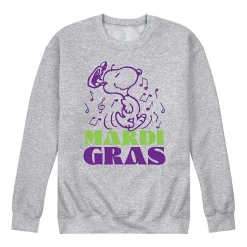 Mens Long Sleeve Peanuts Mardi Gras Sweatshirt