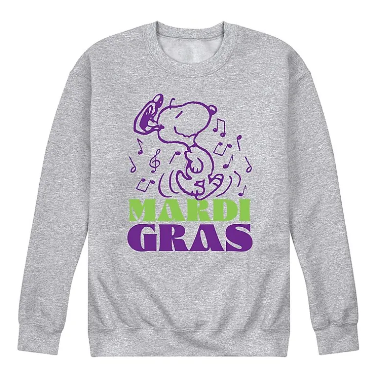 Mens Long Sleeve Peanuts Mardi Gras Sweatshirt