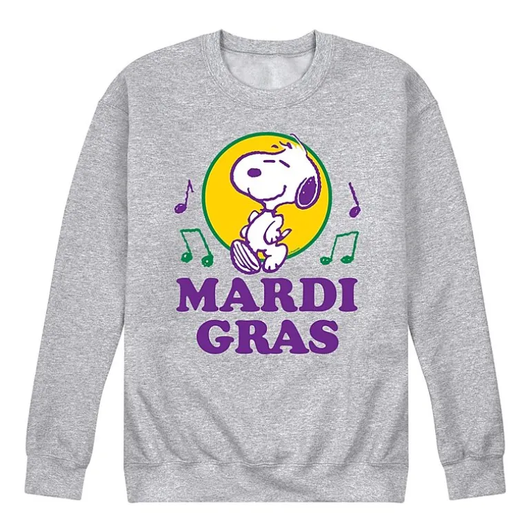 Mens Long Sleeve Peanuts Mardi Gras Sweatshirt