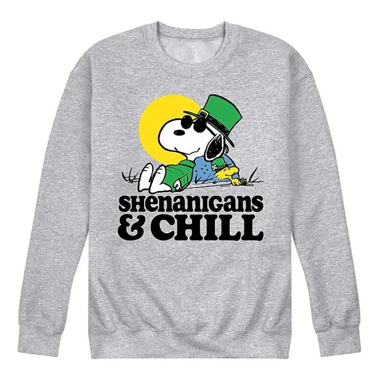 Mens Long Sleeve Peanuts St. Patrick's Day Sweatshirt