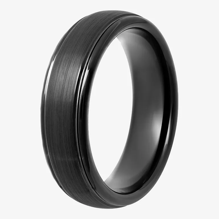 Men's 6mm Black Tungsten Carbide Ring