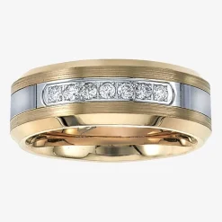 Mens 8MM 1/5 CT. Natural White Diamond Tungsten Wedding Band