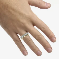 Mens 8MM 1/5 CT. Natural White Diamond Tungsten Wedding Band