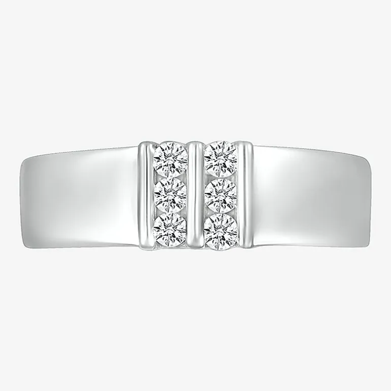 Mens 3.5MM 1/5 CT. Natural White Diamond 10K Gold Wedding Band
