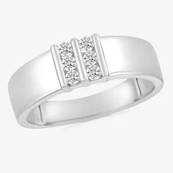 Mens 3.5MM 1/5 CT. Natural White Diamond 10K Gold Wedding Band