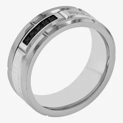 Mens 8MM 1/8 CT. T.W. Diamond Tungsten Wedding Band