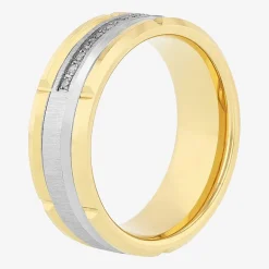 Mens 8MM 1/8 CT. T.W. Natural White Diamond Tungsten Wedding Band