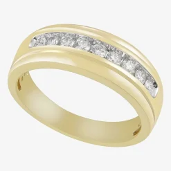 Mens 8MM 1/2 CT. T.W. Natural White Diamond 10K Gold Wedding Band
