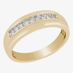 Mens 7MM 1/4 CT. T.W. Natural White Diamond 10K Gold Wedding Band