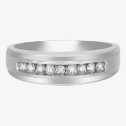 Mens 7MM 1/4 CT. T.W. Natural White Diamond 10K Gold Wedding Band