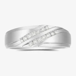 Mens 6MM 1/7 CT. T.W. Natural White Diamond 10K Gold Wedding Band
