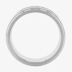 Mens 8MM 1/4 CT. T.W. Natural White Diamond Stainless Steel Tungsten Wedding Band