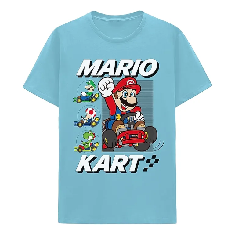 Mens Round Neck Short Sleeve Regular Fit Super Mario Graphic T-Shirt