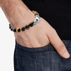 Mens Stainless Steel Beaded Bracelet