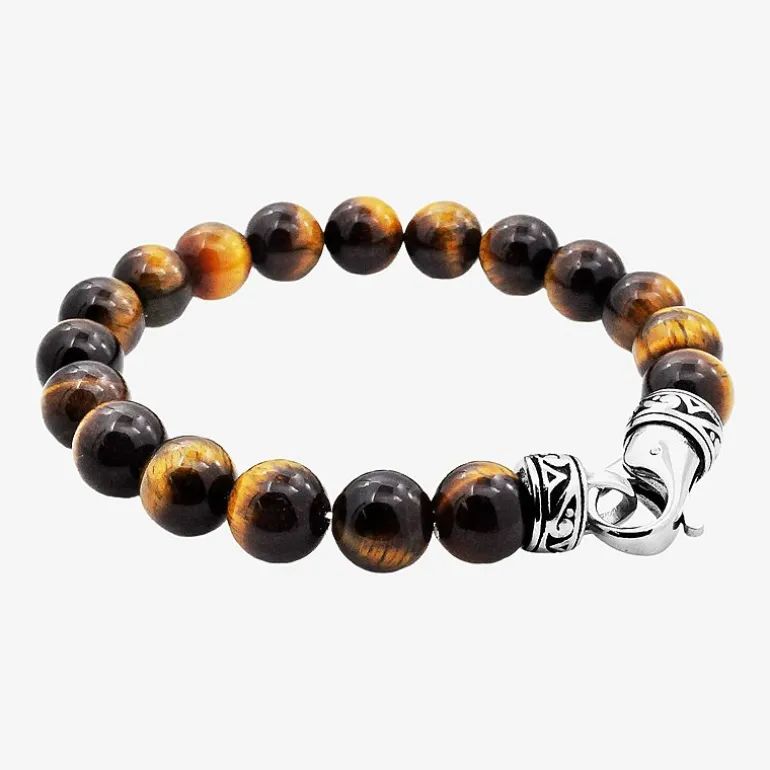 Mens Stainless Steel Beaded Bracelet
