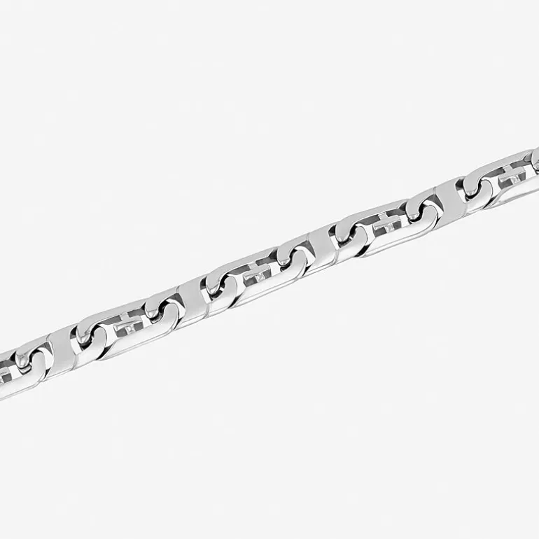 Mens Stainless Steel Cross Link Bracelet