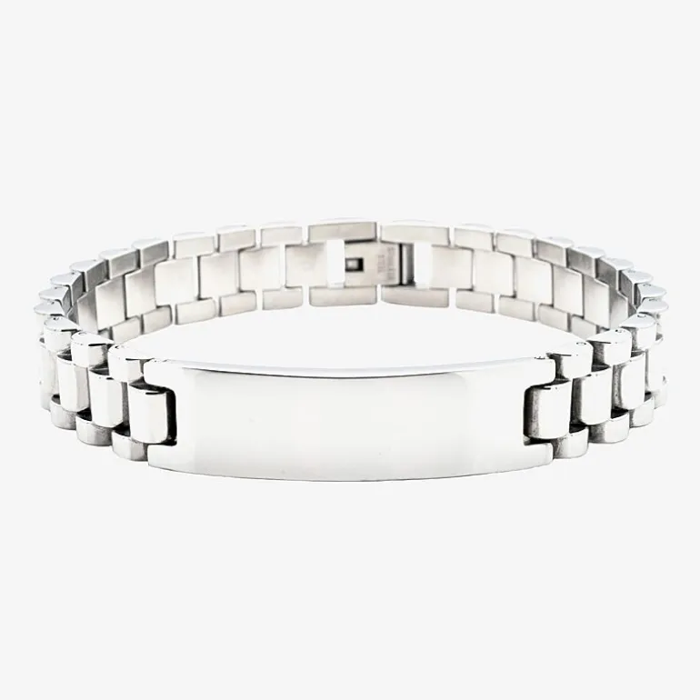 Mens Stainless Steel 8 1/2 Inch Solid Id Bracelet