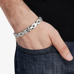 Mens Stainless Steel Solid 8 3/4 Inch Link Bracelet