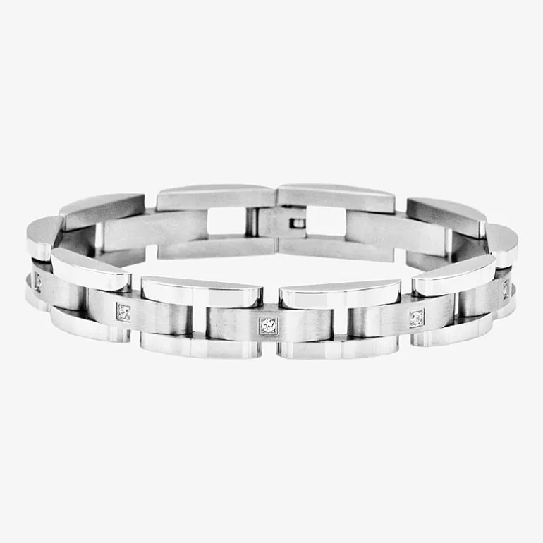 Mens Stainless Steel Solid 8 3/4 Inch Link Bracelet
