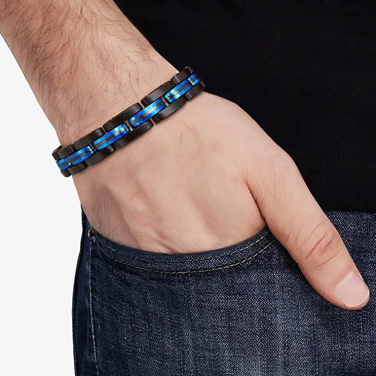 Mens Stainless Steel Solid 8 1/2 Inch Link Bracelet