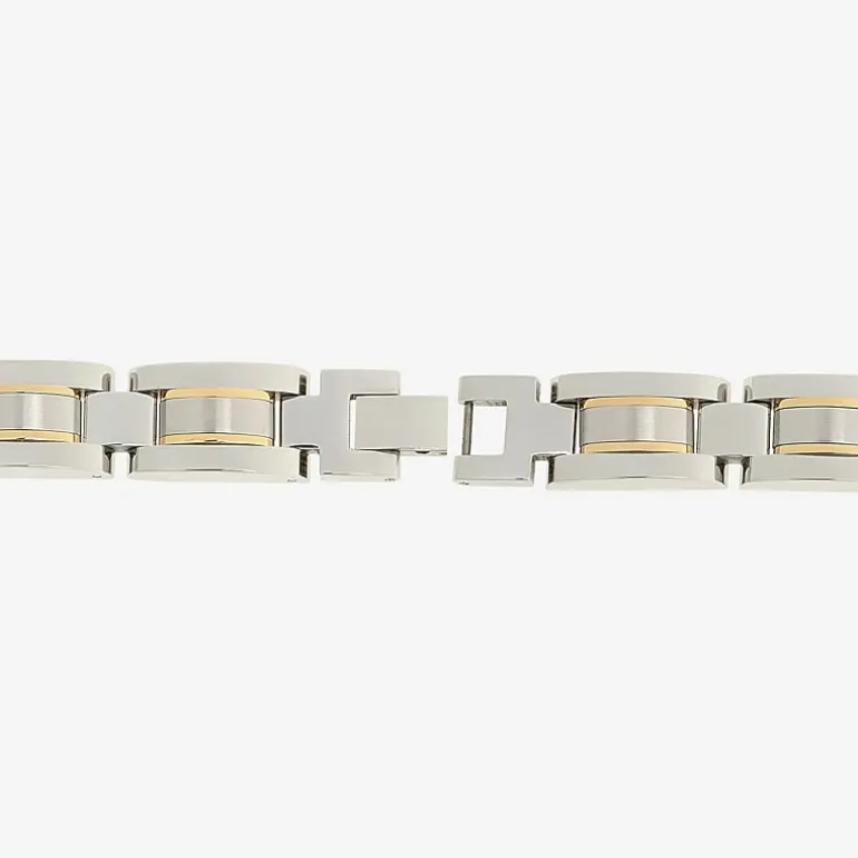 Mens Stainless Steel with Gold-Tone IP Link Bracelet