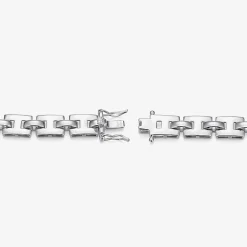 Mens Sterling Silver 8 1/2 Inch Solid Link Round Id Bracelet