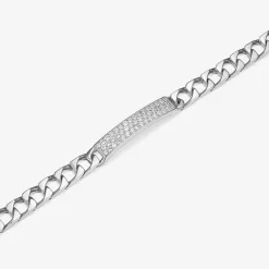 Mens Sterling Silver 8 1/2 Inch Solid Link Round Id Bracelet