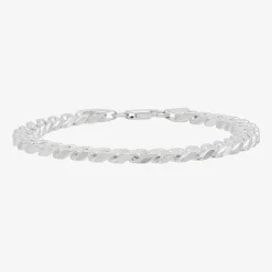 Mens Sterling Silver 8 1/2 Inch Solid Curb Chain Bracelet