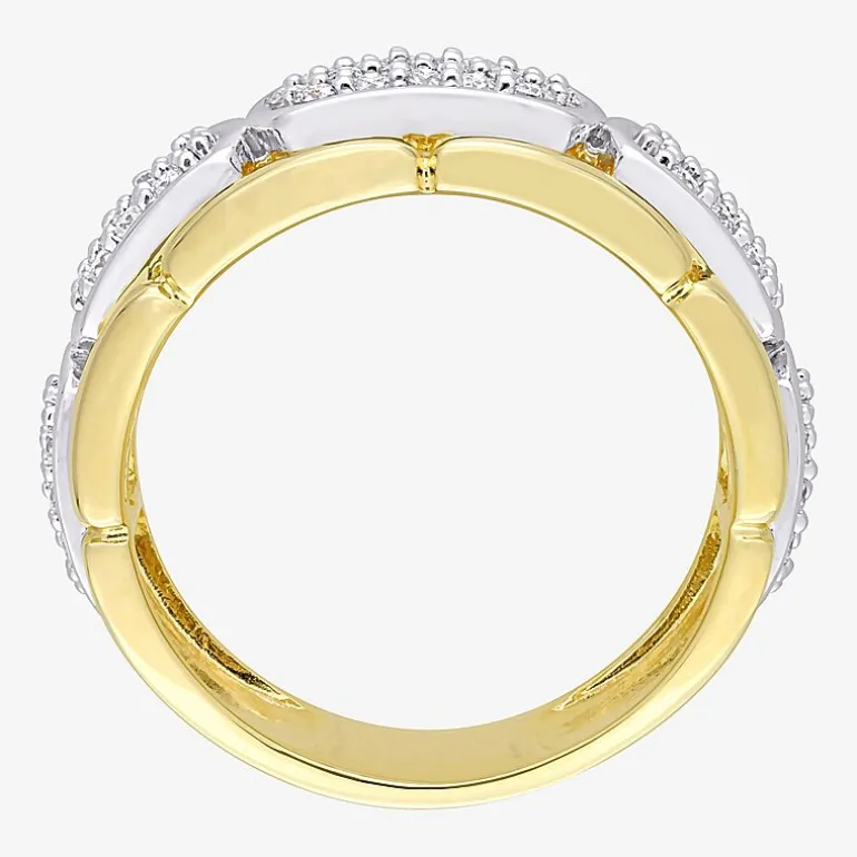 Mens White Moissanite 18K Two Tone Gold Over Silver Fashion Ring