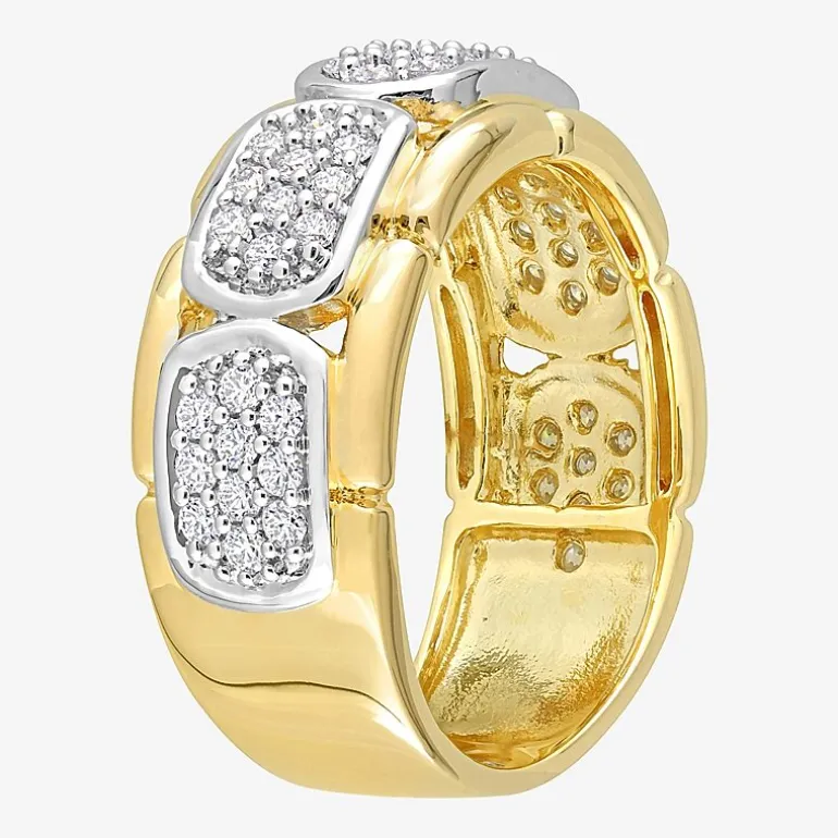 Mens White Moissanite 18K Two Tone Gold Over Silver Fashion Ring