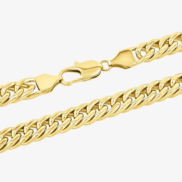 Men's Yellow Stainless Steel Solid Curb Chain Necklace