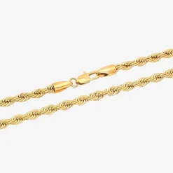 Men's Yellow Stainless Steel Solid Rope Chain Necklace