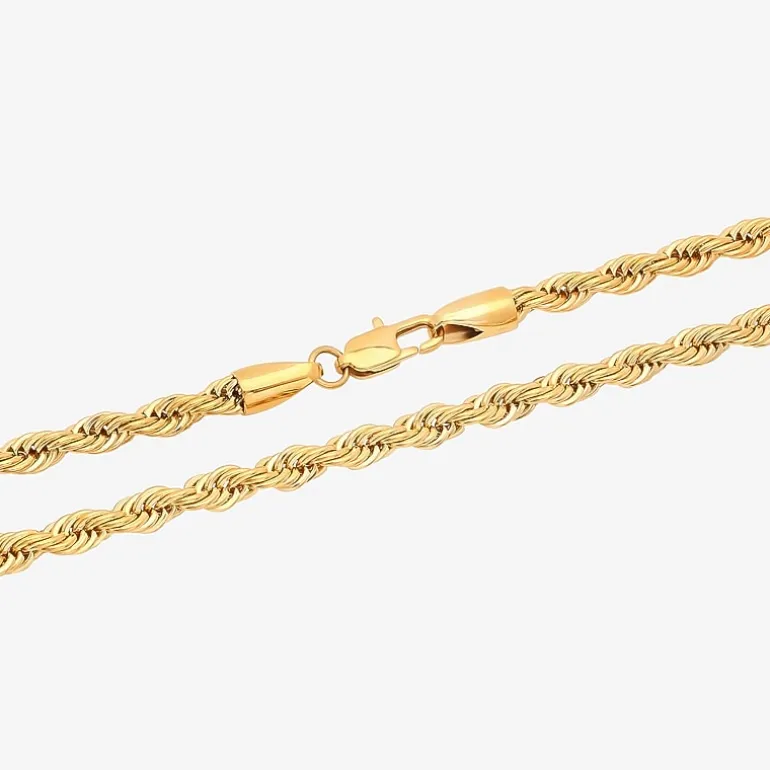 Men's Yellow Stainless Steel Solid Rope Chain Necklace
