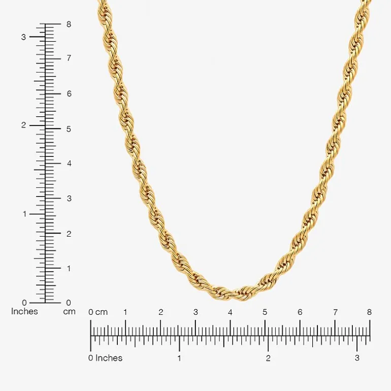 Men's Yellow Stainless Steel Solid Rope Chain Necklace