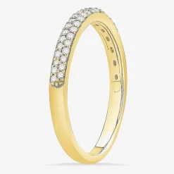 Micro Pave Womens 2MM 1/4 CT. T.W. Natural White Diamond 10K Gold Anniversary Wedding Band