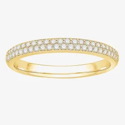 Micro Pave Womens 2MM 1/4 CT. T.W. Natural White Diamond 10K Gold Anniversary Wedding Band