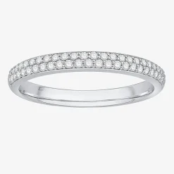 Micro Pave Womens 2MM 1/4 CT. T.W. Natural White Diamond 10K Gold Anniversary Wedding Band