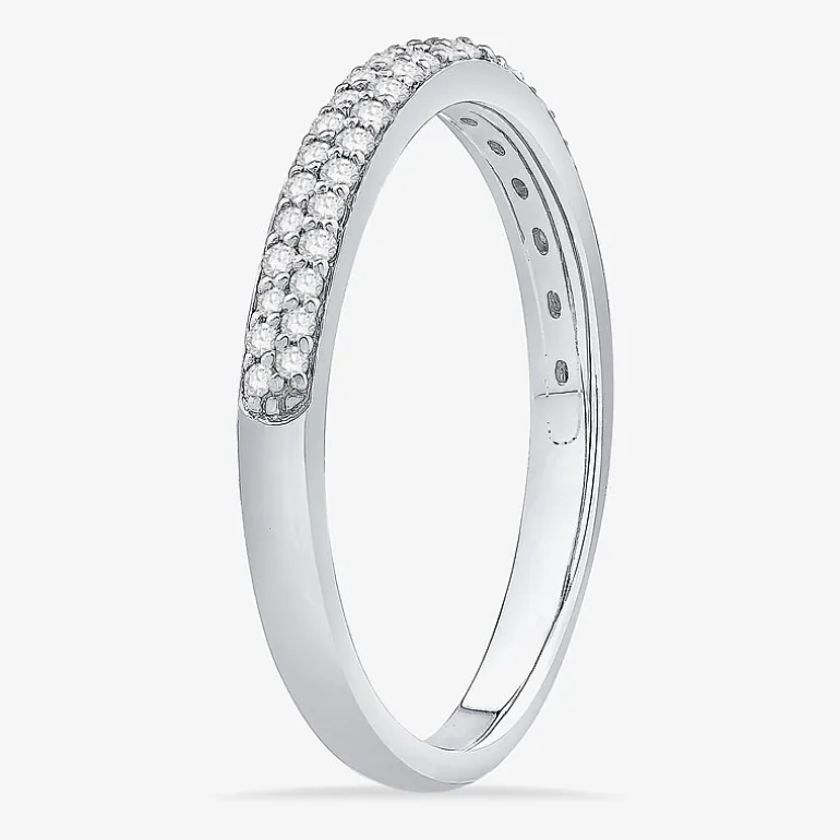 Micro Pave Womens 2MM 1/4 CT. T.W. Natural White Diamond 10K Gold Anniversary Wedding Band