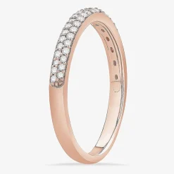 Micro Pave Womens 2MM 1/4 CT. T.W. Natural White Diamond 10K Gold Anniversary Wedding Band